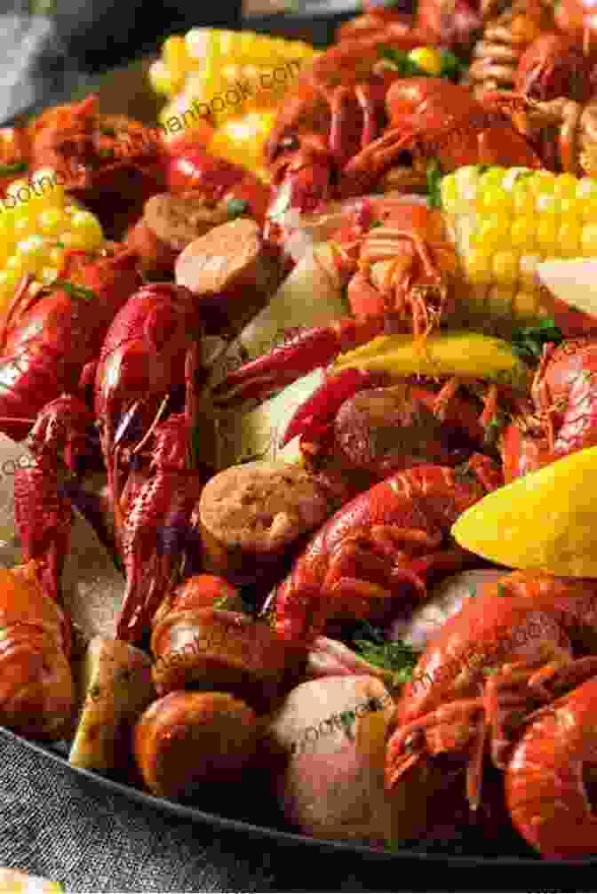 A Large Pot Of Crawfish Boil, Filled With Crawfish, Corn, Potatoes, And Sausage. Mouthwatering Cajun Recipes That Are Not Only Etouffee And Jambalaya : The Best Cajun Cookbook For Beginners And Pro Chefs